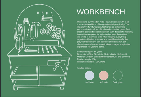 Wooden workbench in baby blue